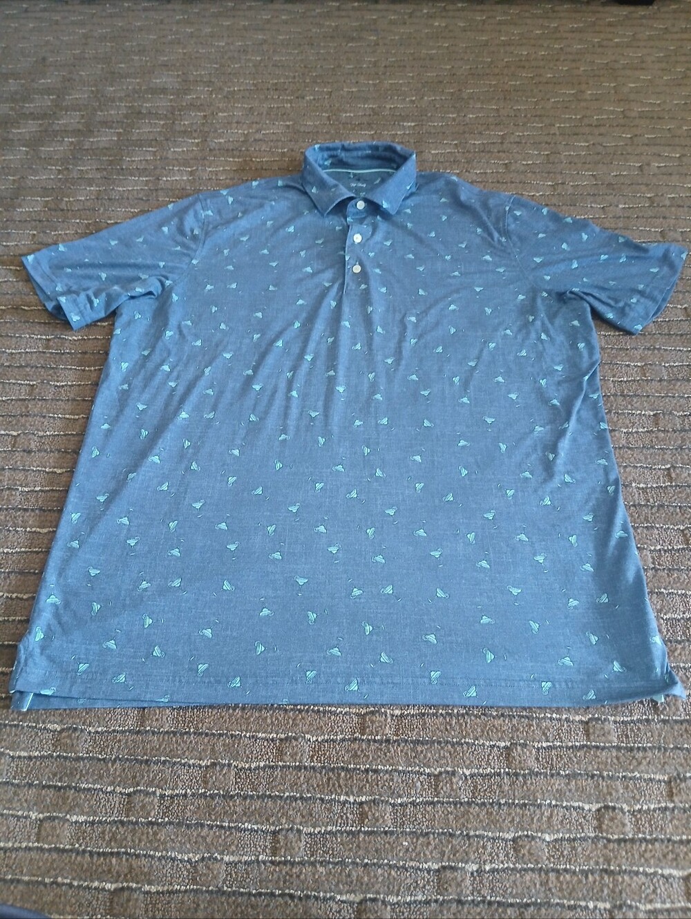 Johnnie-O Top Shelf All Over Print Blue Polo Shirt Men's Size XL